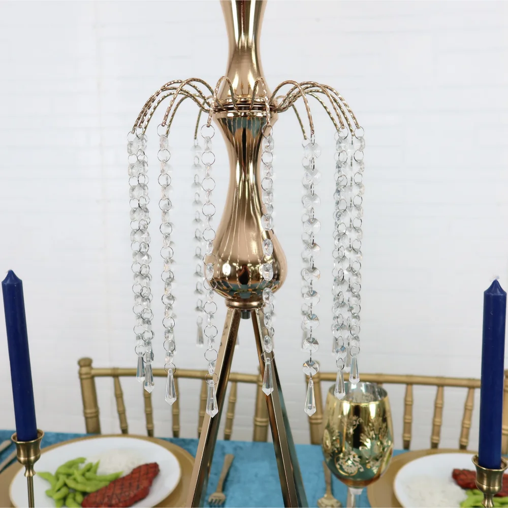 ZM014 Elegant Set of 4 Gold Flower Centerpiece Pedestal Stands - Perfect for Wedding and Event Table Decor