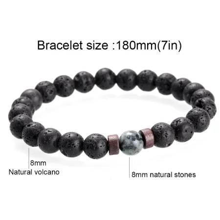 Men Bracelet Natural Moonstone Bead Tibetan Buddha Lava Stone Diffuser Bracelets Jewelry