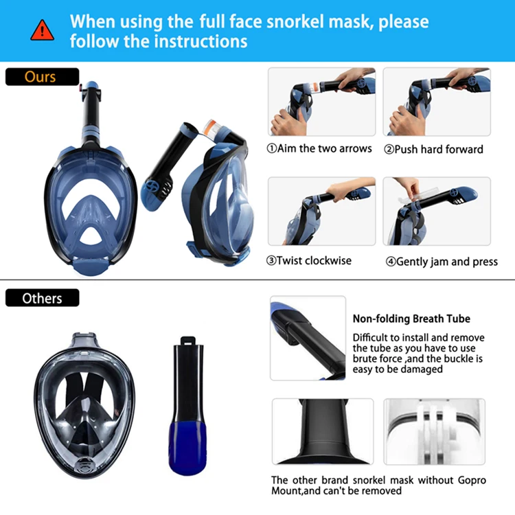 Заводская поставка, маска для подводного плавания на все лицо, легкое дыхание, маска для подводного плавания на все лицо, маска для подводного плавания на все лицо для детей и взрослых