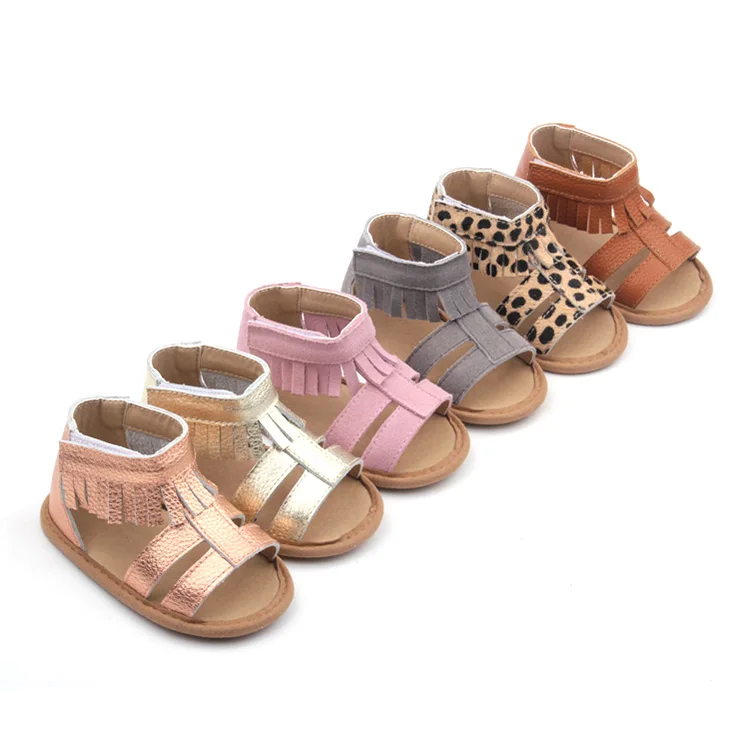 Fashion Luxury Toddler Newborn Leather Summer Shoes Unisex Brown Pink Cute Infant Baby Sandals for Girls Boy
