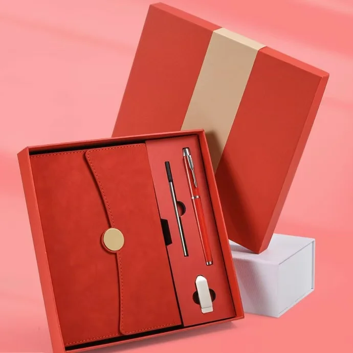 Customized A5 Notebook USB Drive Gift Set for Employees Office Pen Box Souvenir Corporate Promotions