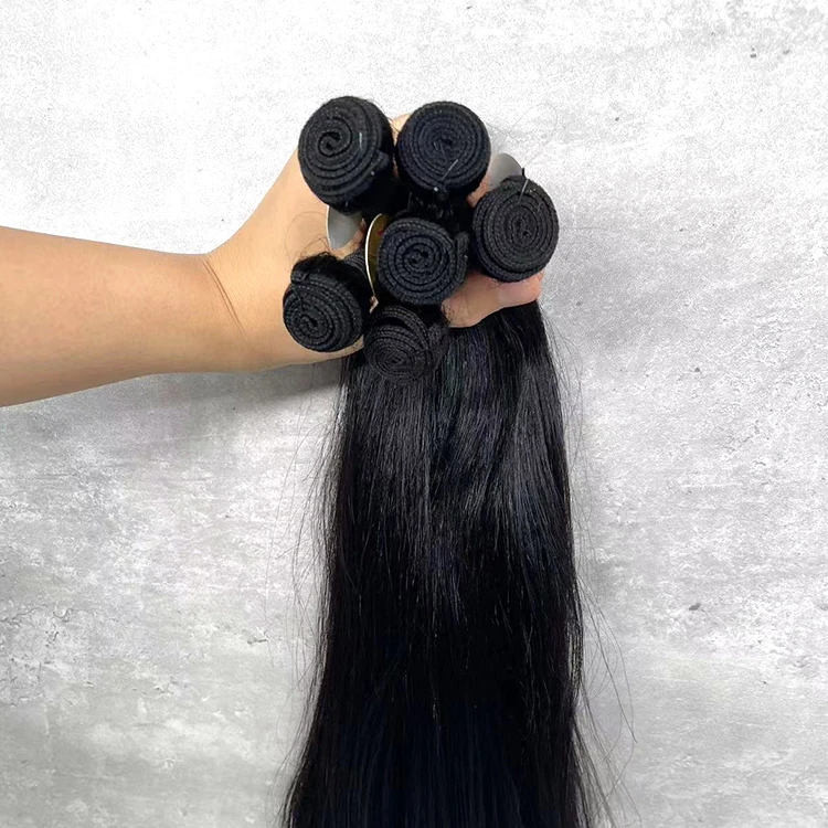 4*4 T Part Lace 6 pcs Set Straight Body Wave Curly Human Hair Blend Hair Weave Bundles For Women