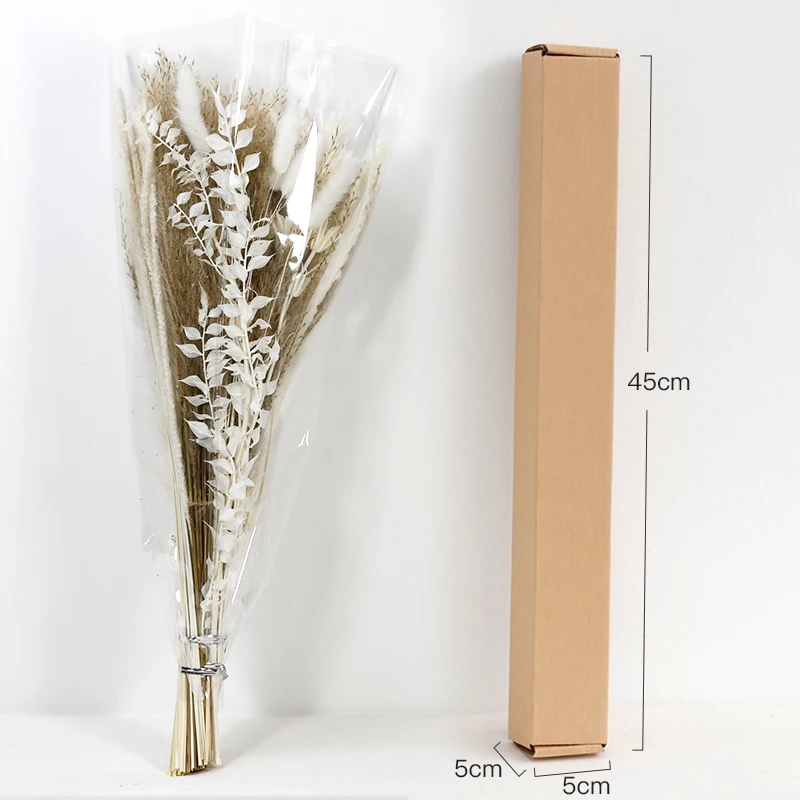 CH-029 reasonable price golden ball lagurus ovatus Rabbitail herb mixed  fluffy feather pampas grass dried flowers bouquet