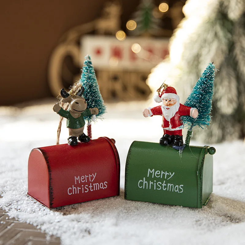 Snowman Mailbox Christmas Mailbox Pendant Festive Holiday Mailbox Pendant Santa Claus Snowman Bear Decor Christmas Tree for Home