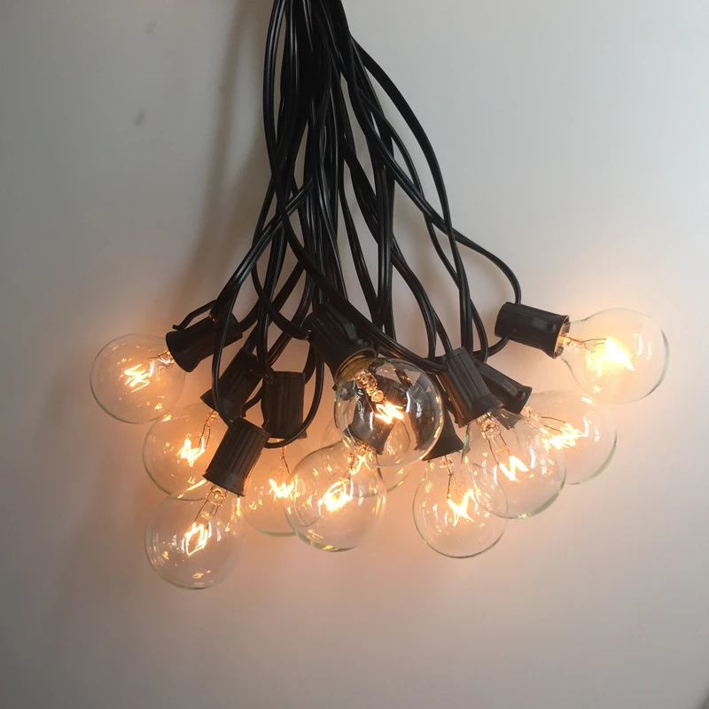 China Supplier Produce Outdoor Garden Decorative Lighting String Lights 220V 100FT with 50 Lights G40 Incandescent String