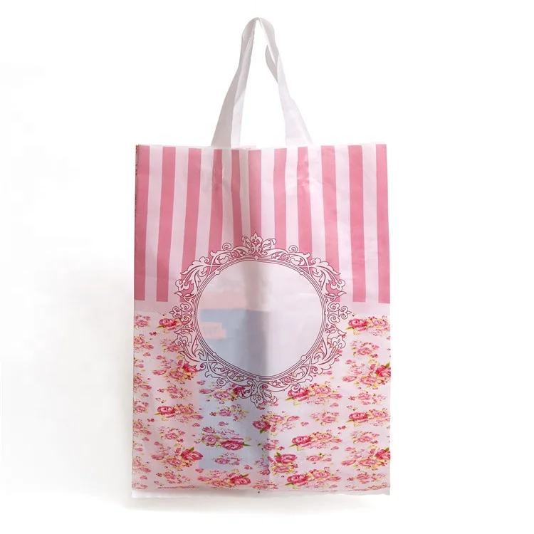 HDPE Die Cut Handle Bag Copperplate Printing Free Sample Cheap Plastic Promotional Shopping Bag