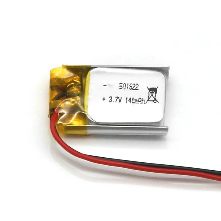 Best quality Factory design li-polymer 7.4v LP501622 140mah lithium polymer battery cell 3.7v 140mah 501622 battery