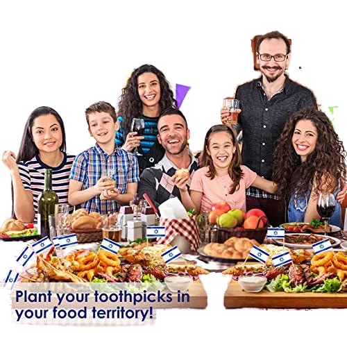 Israel Disposable Toothpicks with Custom Length Eco-Friendly Printed Paper and Wood Flags for Food and Party Use