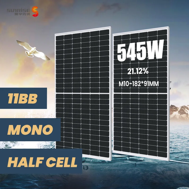 11BB modules solar panel 530w 535w 540w 545w 550w 144cells M10 size higher power output manufacturers photovoltaic solar panels