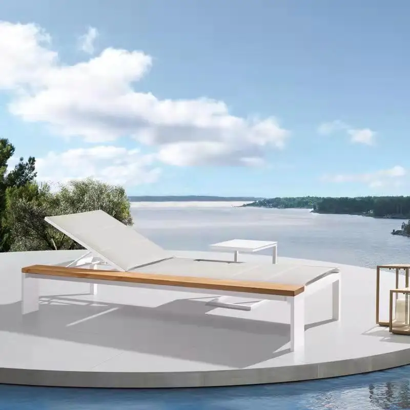 Beach with sun shine outdoor lounger daybed aluminum sunbed folding loungers