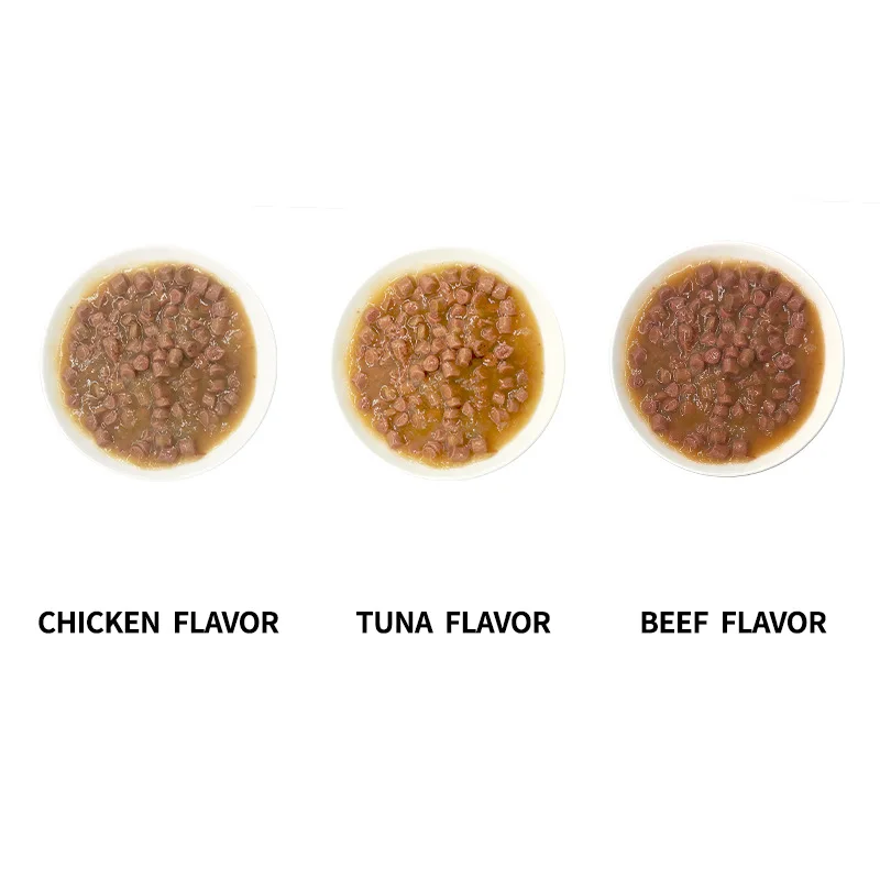 Premium Quality Wet Cat Food Beef Chicken Fish Granule Form Snack Meat Cats Premium Packaging Beef Chicken Fish Wet Cat Snacks