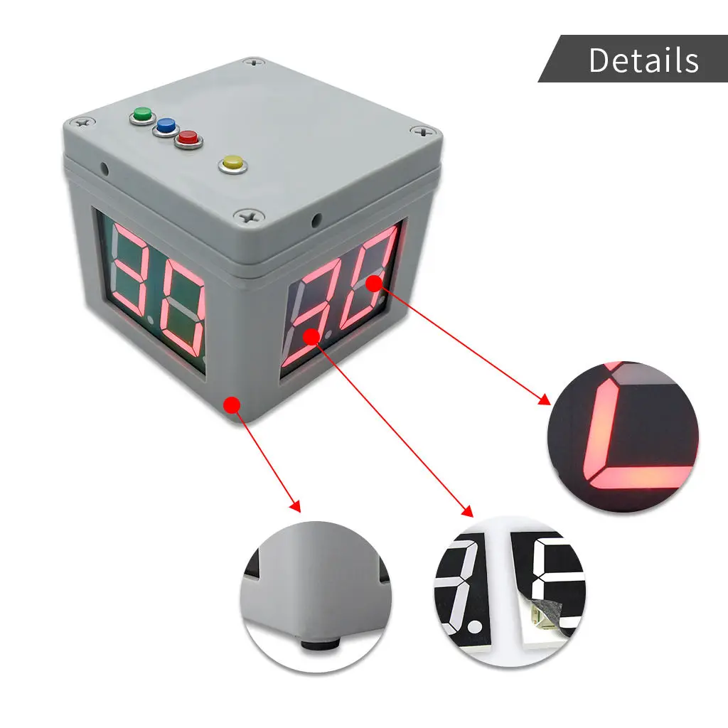 YIZHI China Manufacturer 2 Digits 1.8 Inch AC Power AA Battery Powered 4 Sides Black Chess Poker Countdown Timer