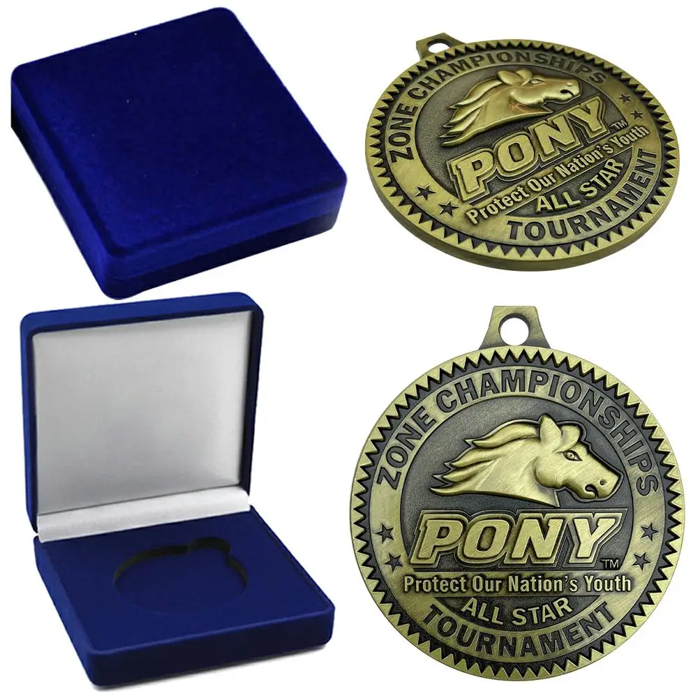 Medal Manufacturer Die Cast Zinc Alloy Antique Gold Logo Custom Metal Equestrian Pony Challenge Medals
