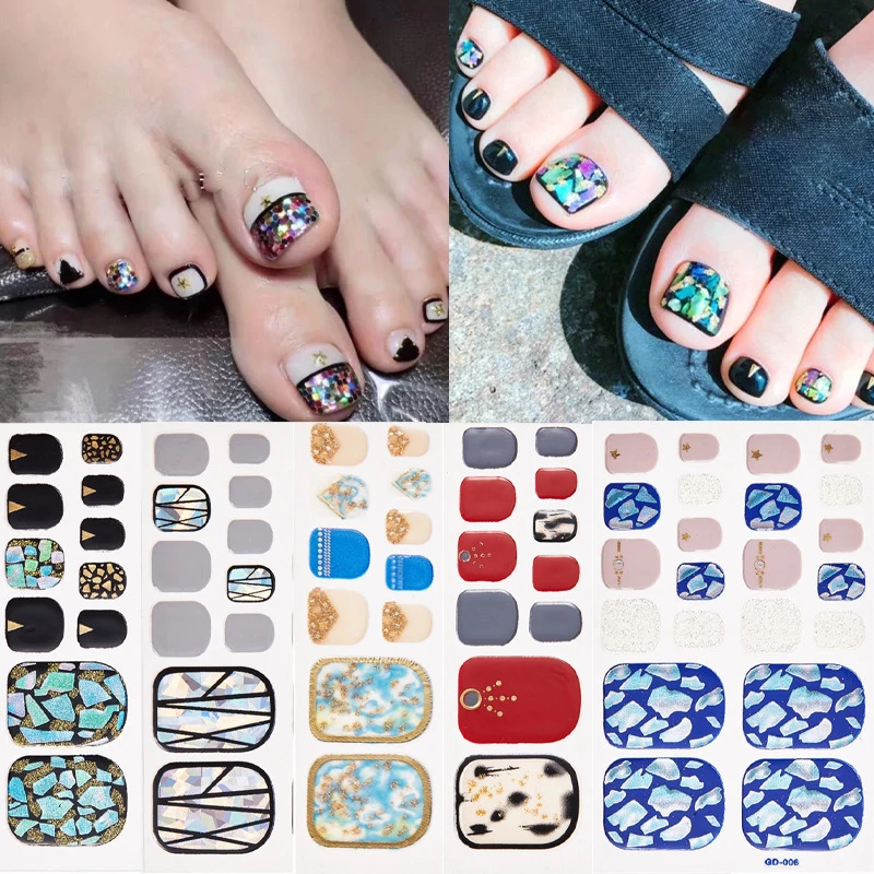 Toe Nail Wraps Solid Color Nail Art Decals Self Adhesive Toe Nail Polish Stickers (1600336175882)