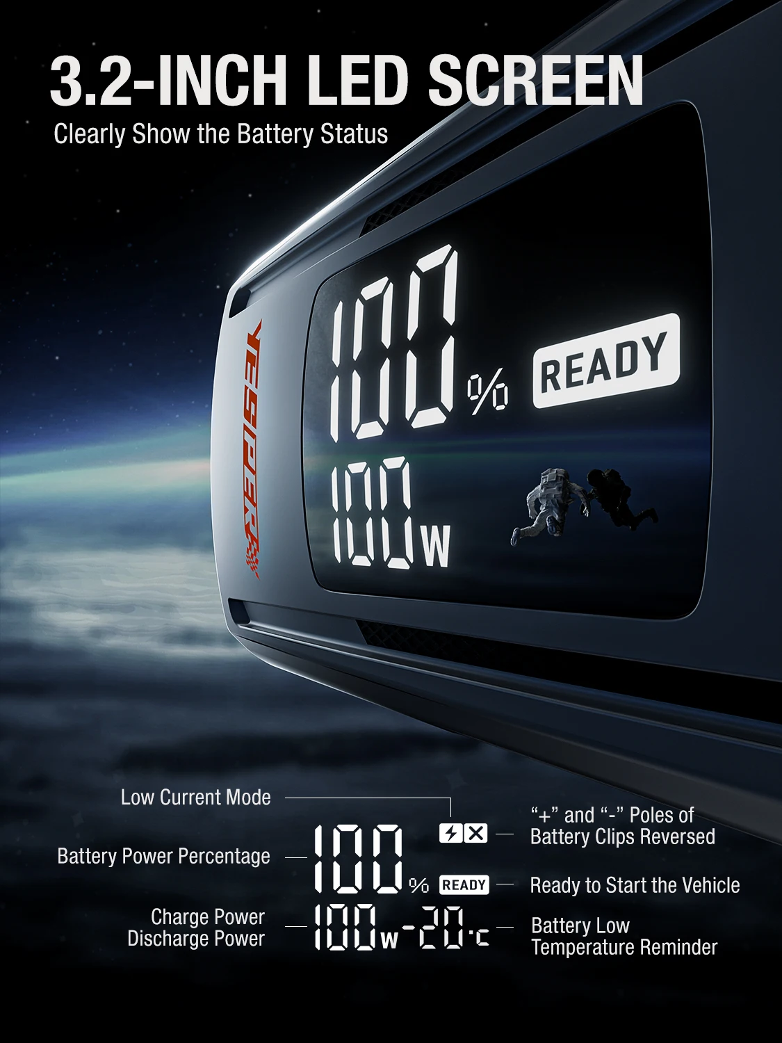 yesper best quality jump starter fast charging car booster with large screen portable battery booster