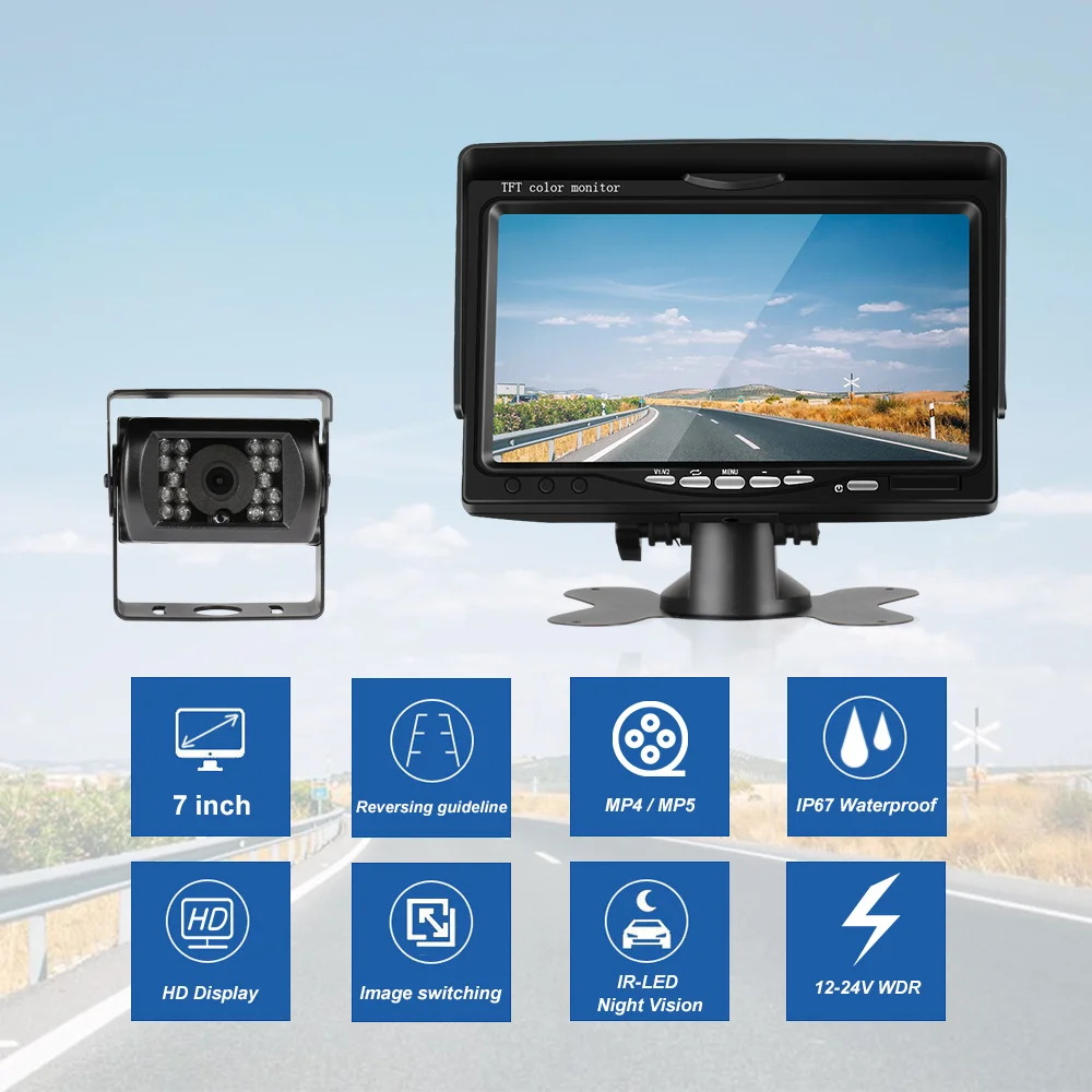 7 Inch LED TFT LCD Car Monitor for Car Rear view Camera DVD Camera STB Satellite Receiver Video Equipment Truck Screen