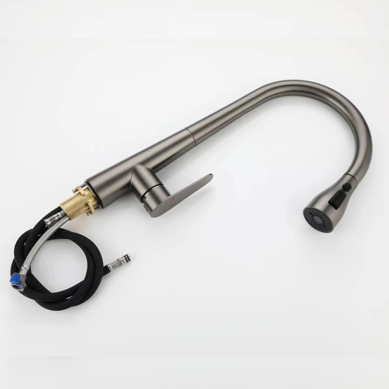 three mode widespread Gun grey SUS304 pull down out kitchen sink faucet with sprayer for kitchen sink