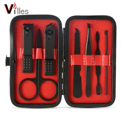 High End 7PCS Carbon Material Manicure set Beauty Nail Cleaning Tools Nail care kit