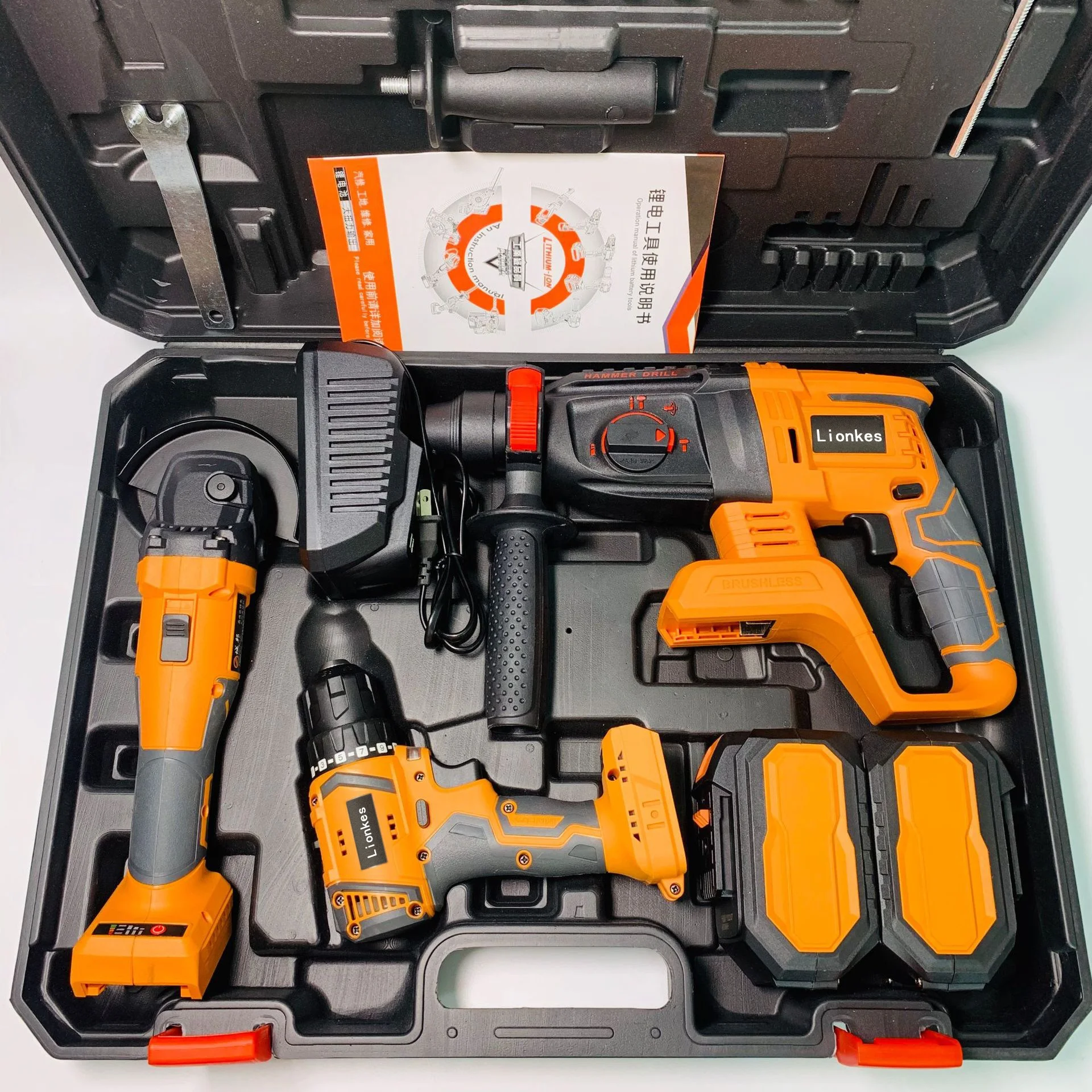 Power Drills Kit 21V Portable Electric Cordless Brushless 18V Cordless Drill Lithium Battery Power Tools Kit