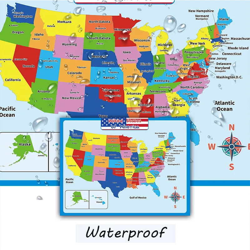 60*45cm Non-woven Fabric Decorative Wallpaper World & American Map Customize Accept