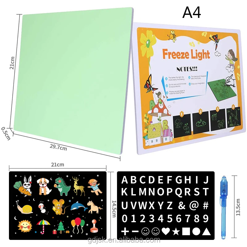 Fluorescent drawing board A4 size glow in the dark toys drawing tools for kids