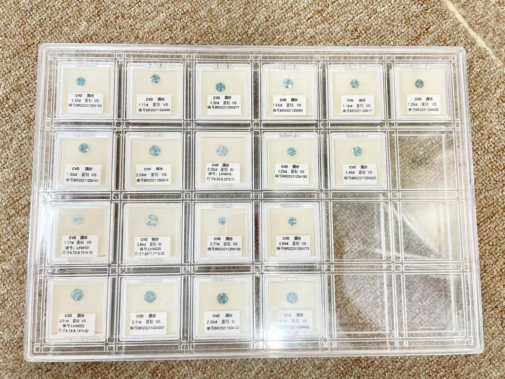 In Stock Customize Diamonds Jewelry VS Fancy Blue Round CVD HPHT Lab Grown Blue Colored Diamonds