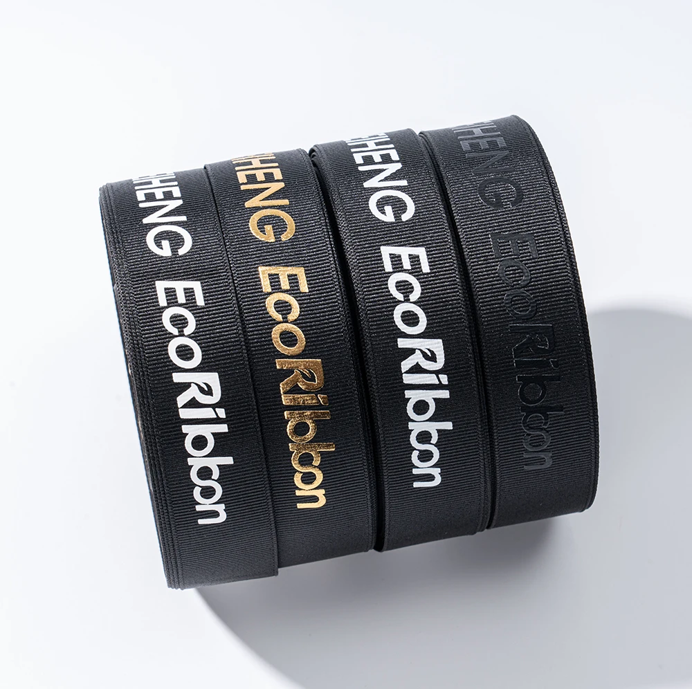 Ribbon with custom print sustainable brand name printed ribbon printing logo polyester ribbon