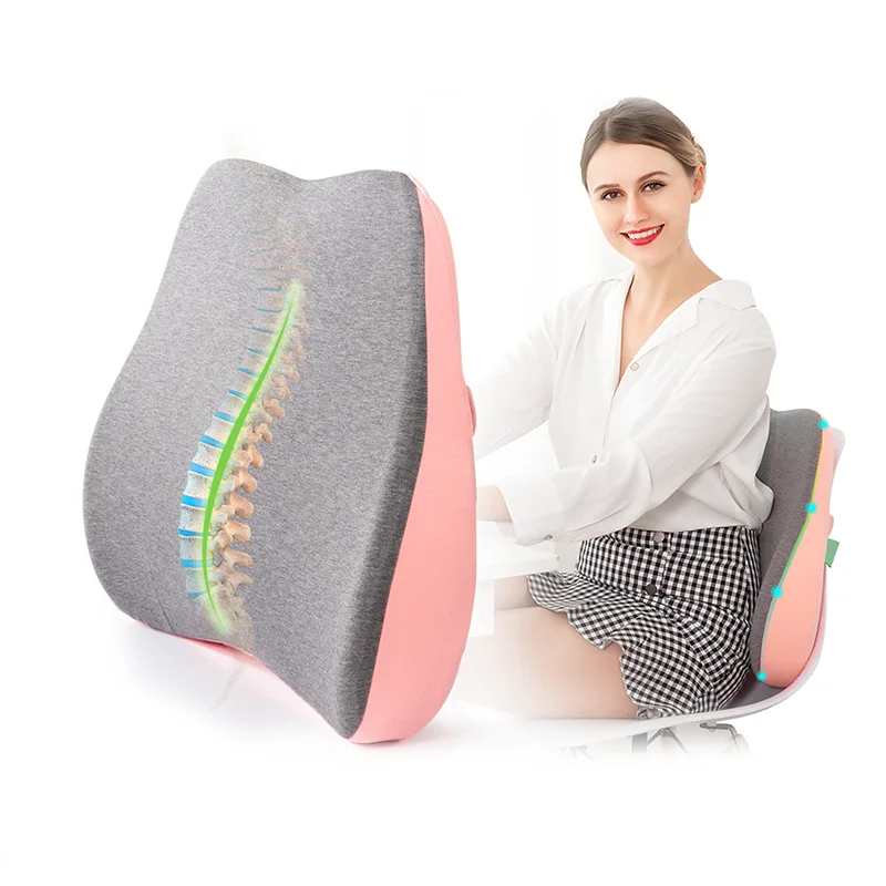 New Pain Relief Back Support Cushion Office Chair Removable Cover Memory Foam Lumbar Pillow