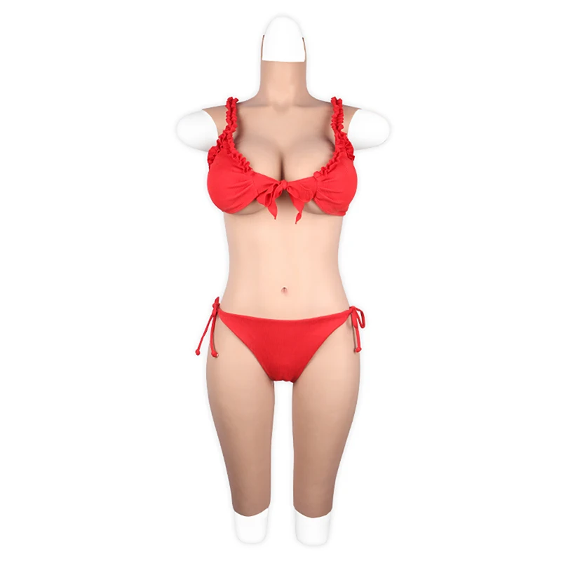 5-точечный длинный пластиковый силиконовый комбинезон с реалистичной силиконовой грудью и вагиной для трансформации между мужчинами женщинами