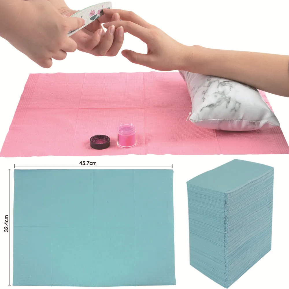 125Pcs/Bag Disposable Nail Wipes Pads Tech Supplies Waterproof Foldable Sheet Cleaning Hand Lint Paper Practice Nail Art Mat
