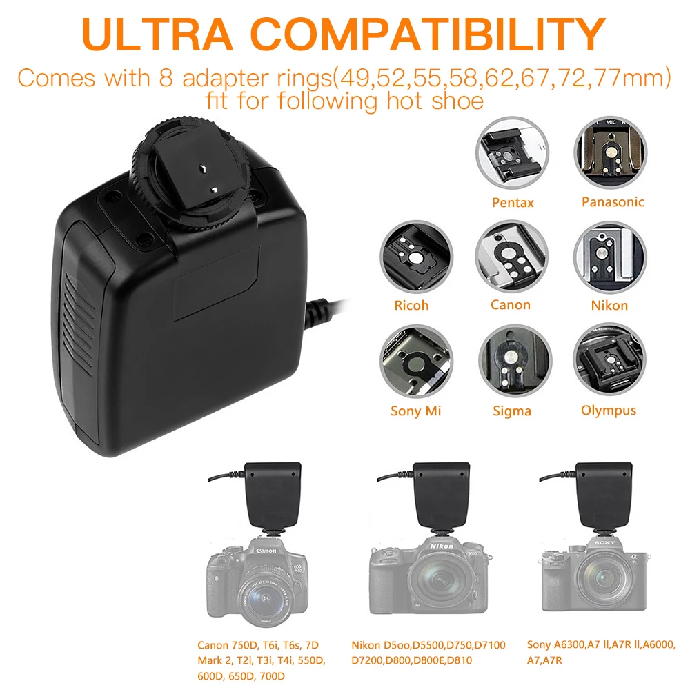 Travor photographic equipment RF-550D macro led ring flash light for NIKON/CANON/OLYMPUS/PANASONIC/FUJIFILM DSLR Camera