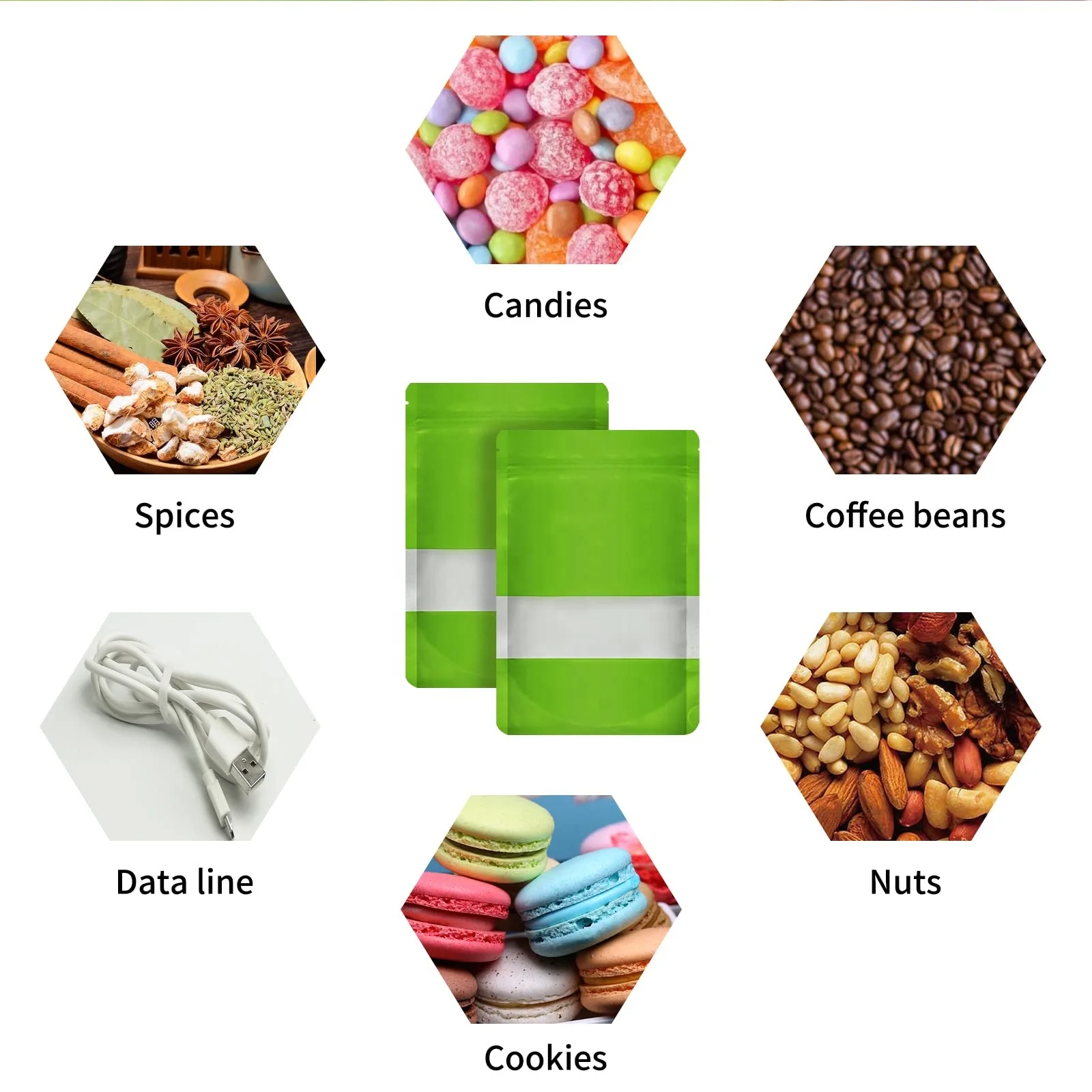 Resealable Wholesale Custom Printed Logo Self Sealing Bag with Window Dry Fruit Food Tea Packaging Bag