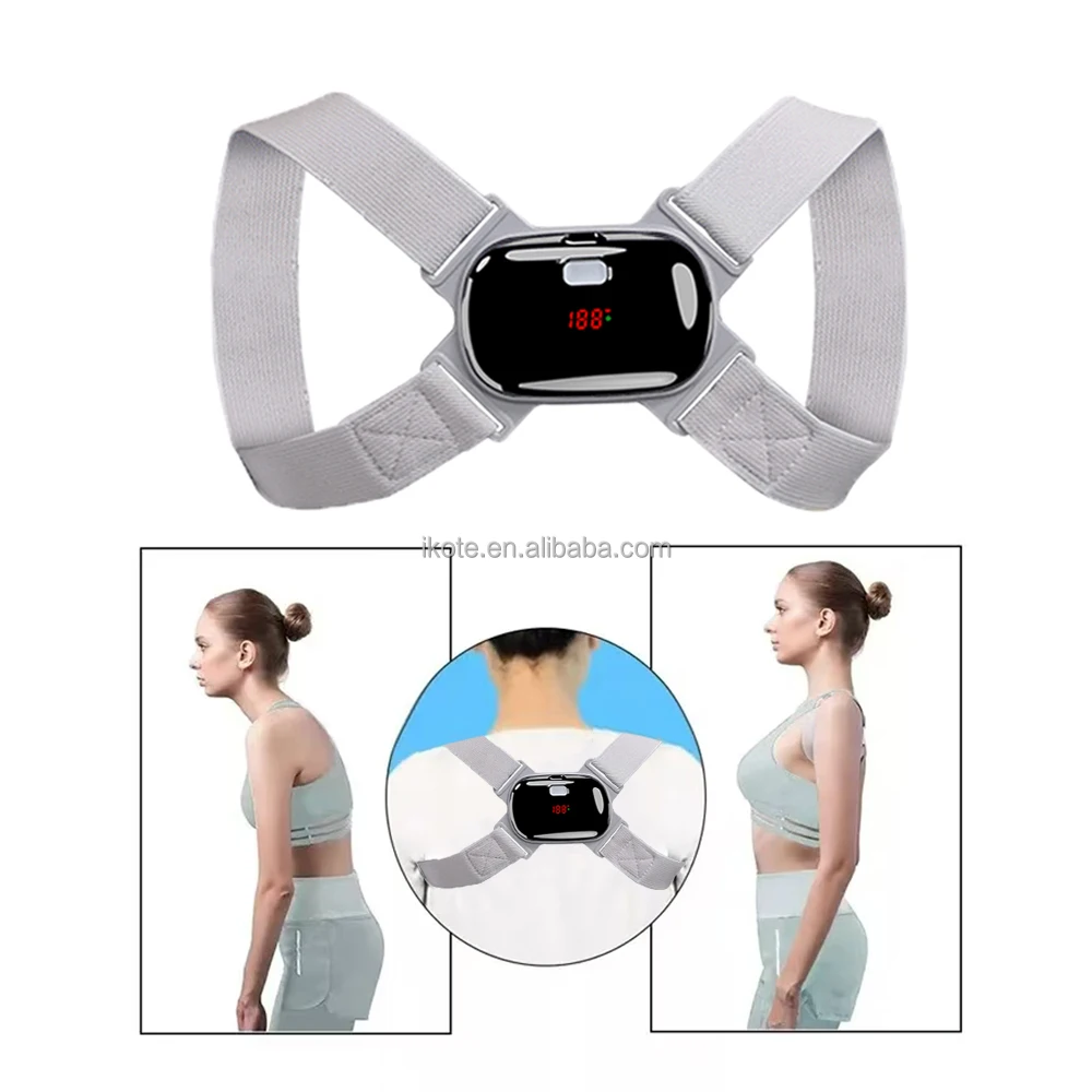 New LCD Smart Sensing Shoulder Back Straightener Support Vibration Reminder Sitting Posture Corrector