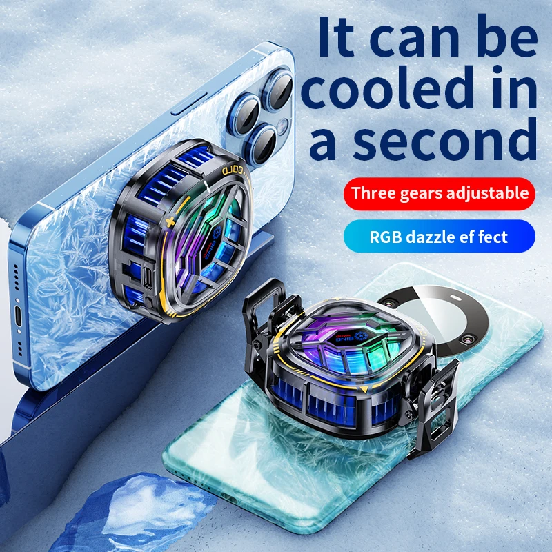Ice Cold Fan Semiconductor Mobile Phone Cooler Radiator 15w Strong Cooling Magnetic And Rotatable Clip Quit Color Lighting
