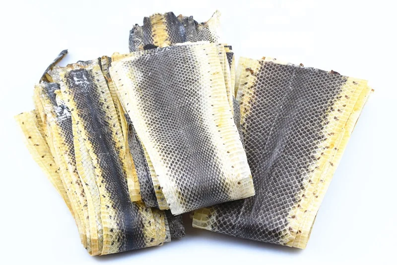 Dry raw water snake skins for leather
