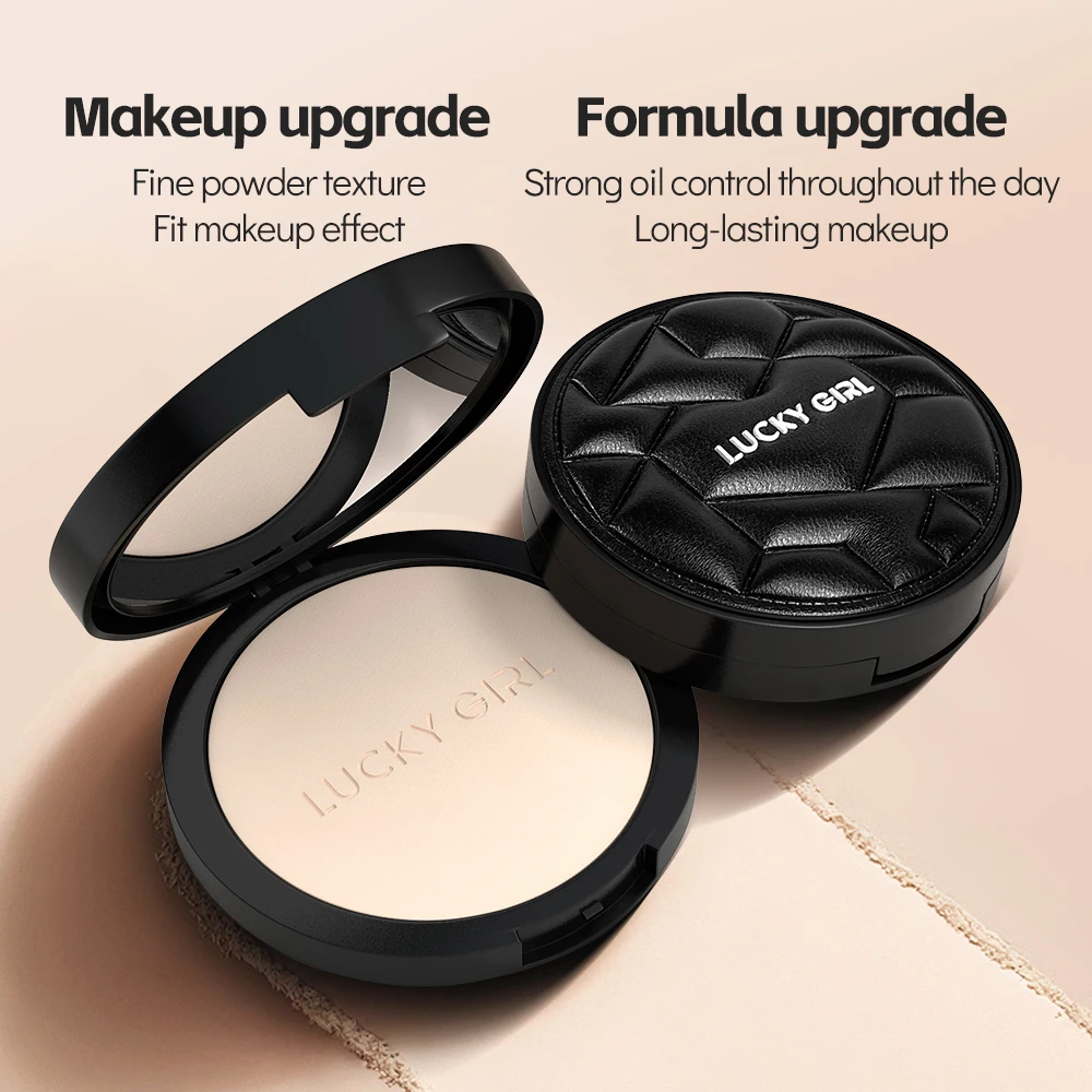 Lucky Girl Wholesale Pressed Powder Waterproof Oil Control Face Makeup Powder 10g 2 Color High Quality Light Luxury Face Powder