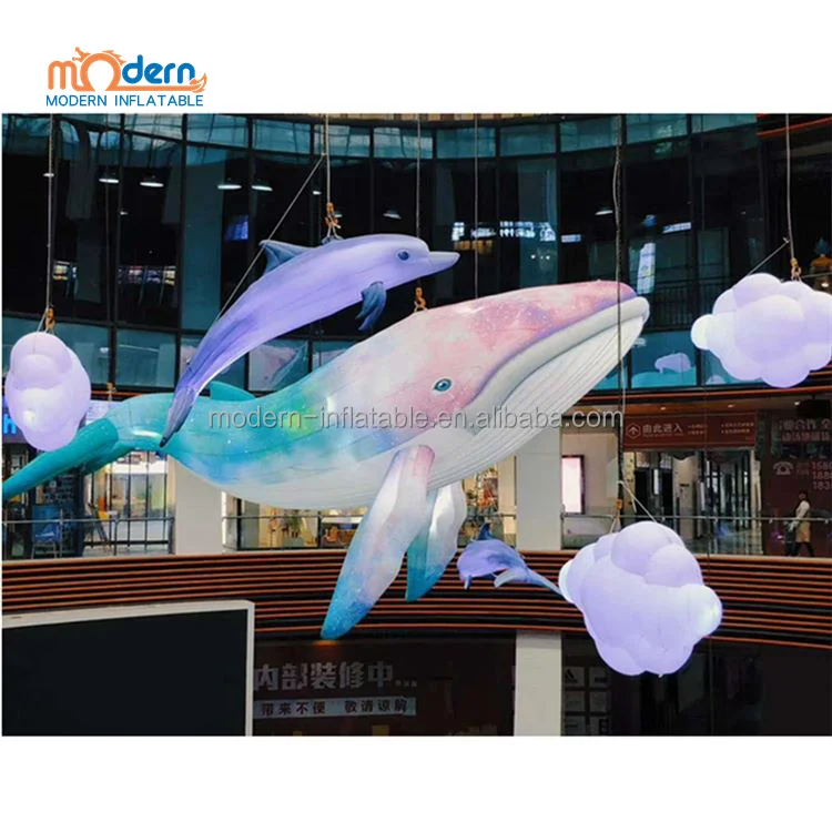 Hot sale giant inflatable blue whale shark sea animal dolphin fish for advertising