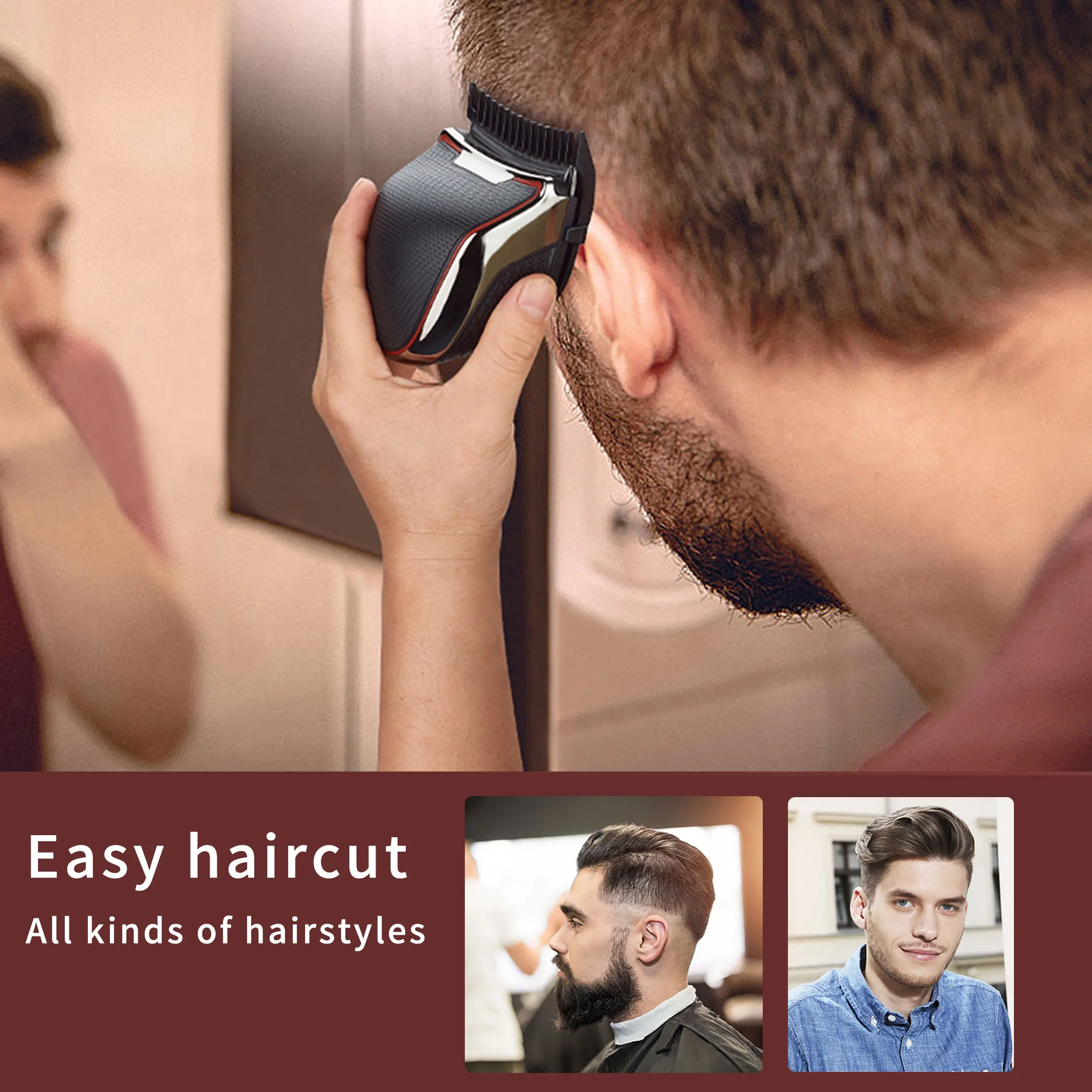 2021 Vtune Hair Cutting Machine  Electric Cordless Beard Trimmer Men Professional Hair Clippers