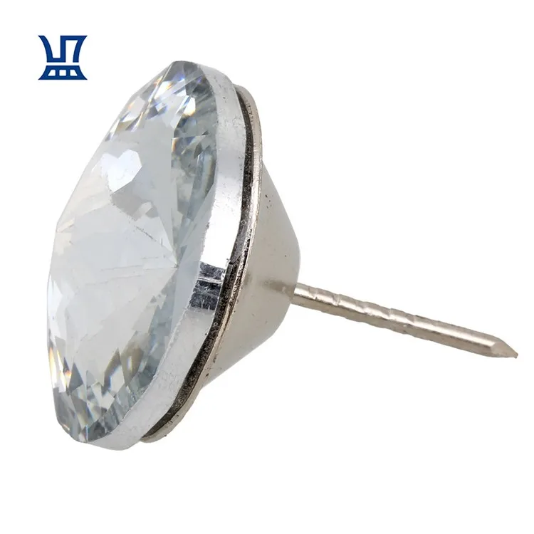 BQLZR Free Shipping 20Pcs Soft Bags Decoration Edging Nail Clear Diamond Crystal Upholstery Sofa Furniture Nails Tacks