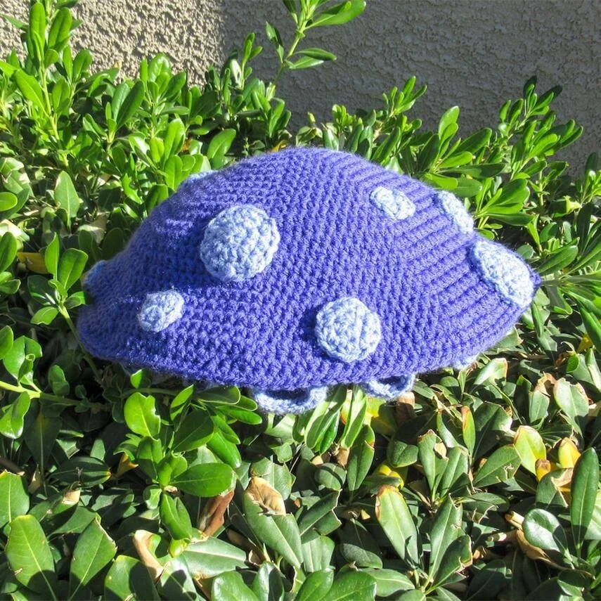 2024 Winter unisexes crochet bean hat funky mushroom style fun party hat with cartoon pattern