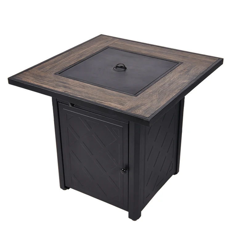Outdoor Patio 28 Inch Square Ceramic Tabletop Propane Gas Firepit Firetable Gas Fire Pit Table
