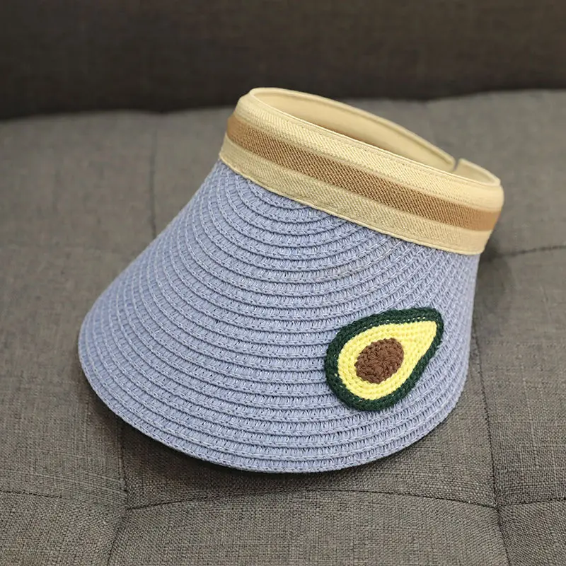 BESTELLA Wholesale  Custom Sun Visor Cap Summer Children Kids Sport Fruit Cartoon Design Wide Brim UV Protection Straw Hat