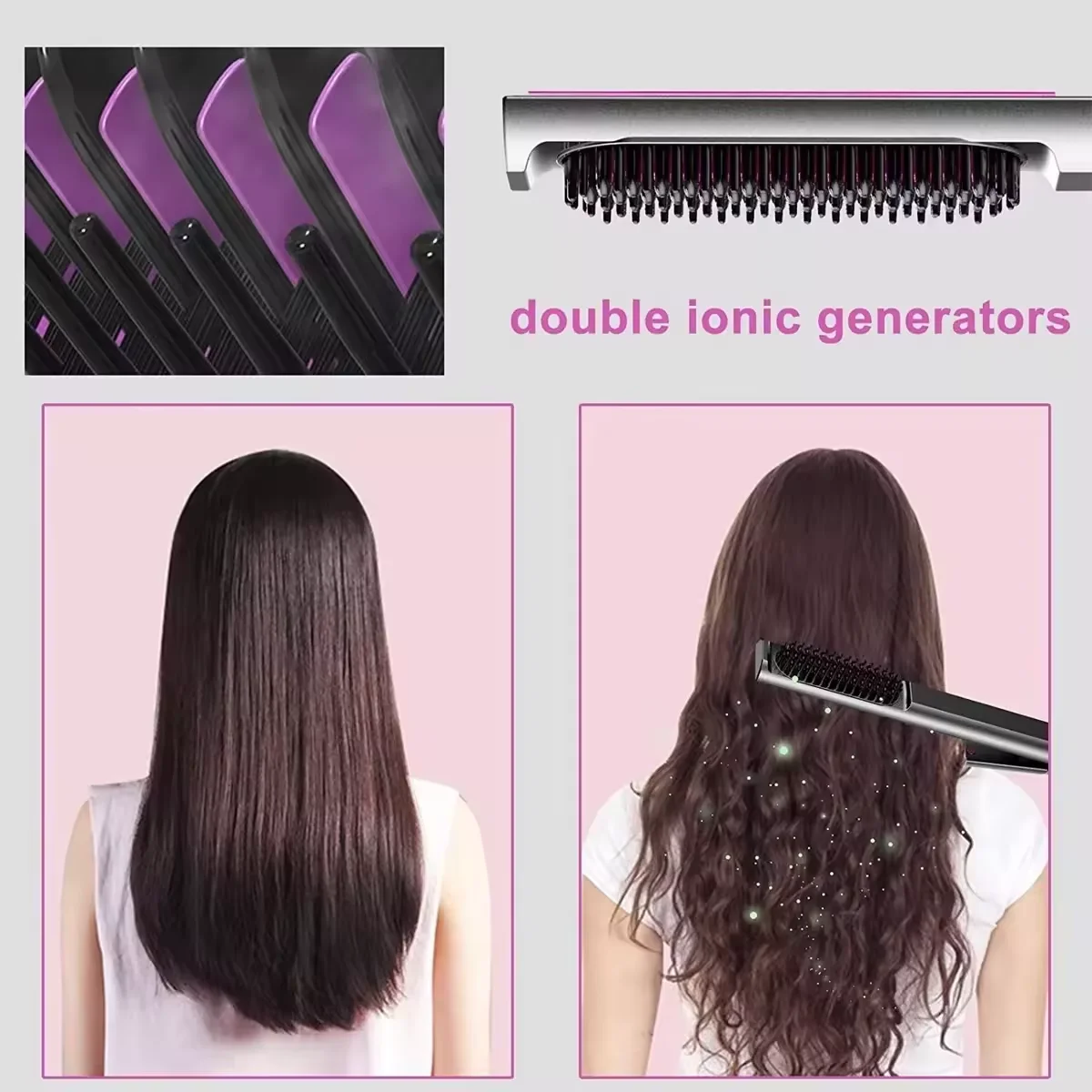 Professional Mini Flat Iron Plates Hair Straightener Brush 3 in 1 Multi-function Portable Ceramic Hair Straightener Curling Iron