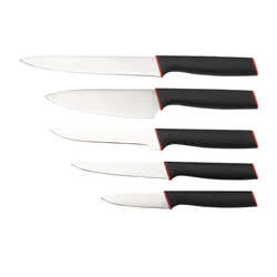 5 Pcs Kitchen Knife Set 3cr14 Stainless steel with TPR Handle Chef Slicing Caving Boning Utility Paring Knives