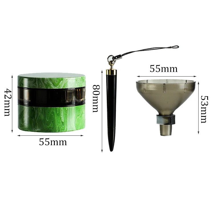 UKETA smoking accessories 3 layers Tin custom 55mm Maker Kit Pre roled Paper tobacco grinder with funnel and coneing maker