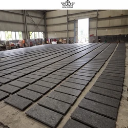Flamed Surface Pure  Antique Black Granite Angola Black Granite Cut To Size Tile For Outdoor Floor