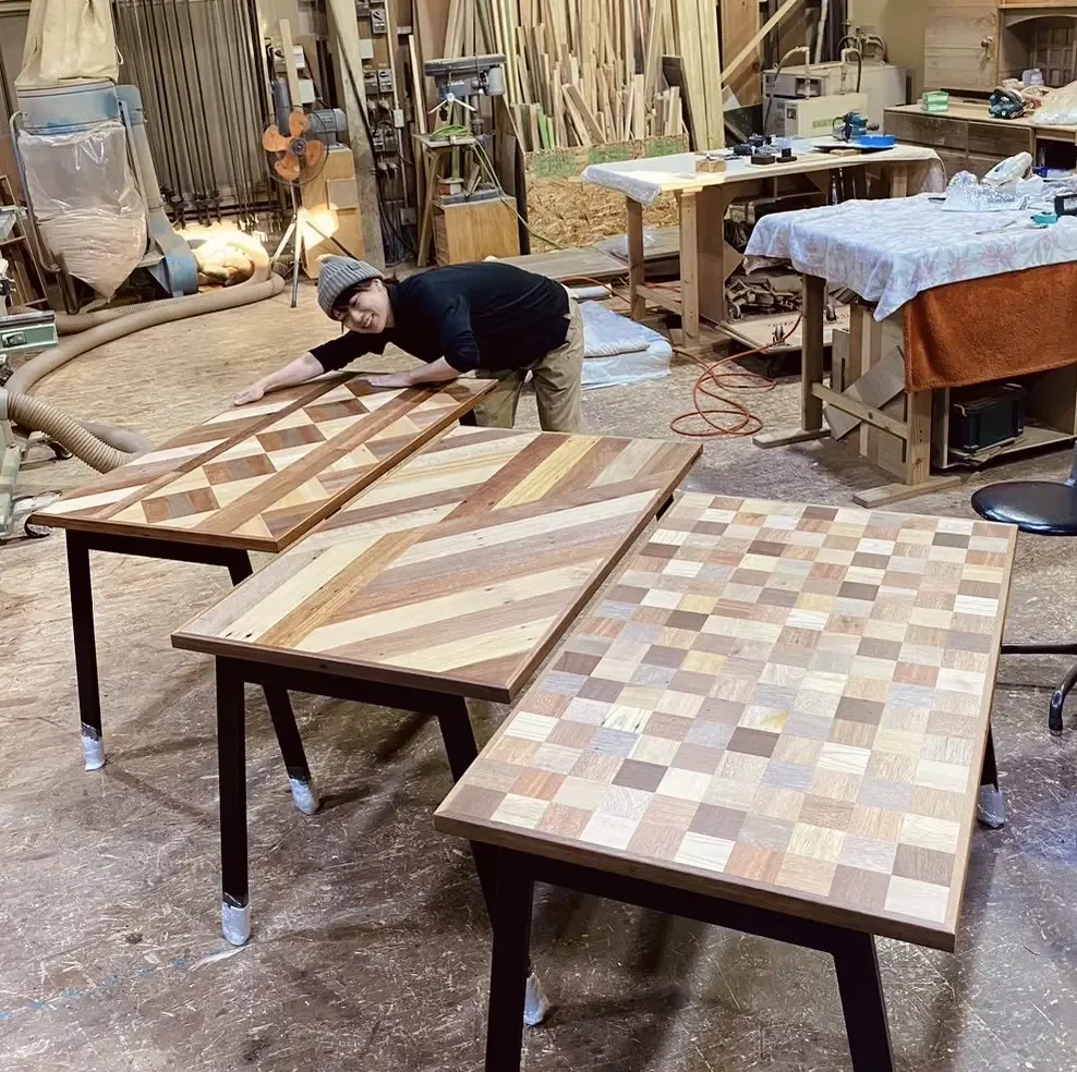 Old Wooden Custom Japanese Hardwood Solid Black Coffee Dining Room Wood Slab Restaurant Table Top Square Desk Recycled Furniture