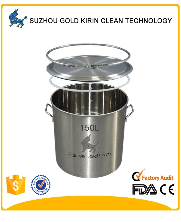150 liters  Food Grade Stainless Steel Drums Pails Barrels Open Head Drain Cheese Live Oil-Sale