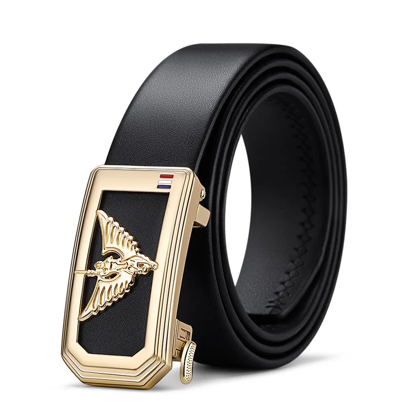 WILLIAMPOLO Belts For Men Cowskin Fashion Automatic Bucket Belt Luxury Design Belt Men Pasek PL20336-38P