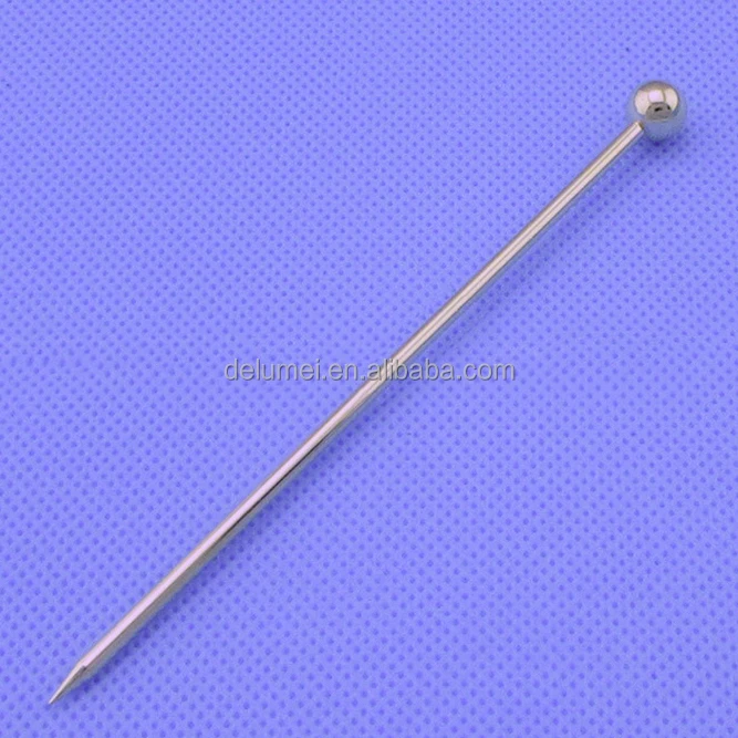 Custom Bar Tools Metal Martini Drink Stirring Sticks Fruit Pin Sticks Ball 304 18/8 Stainless Steel Cocktail Picks